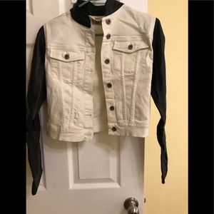 Dl 1961 white Jean jacket with leathers sl…